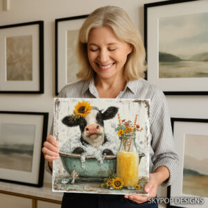 Highland Cow Sunflower Art