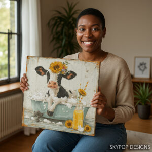 Highland Cow Bath Time Art