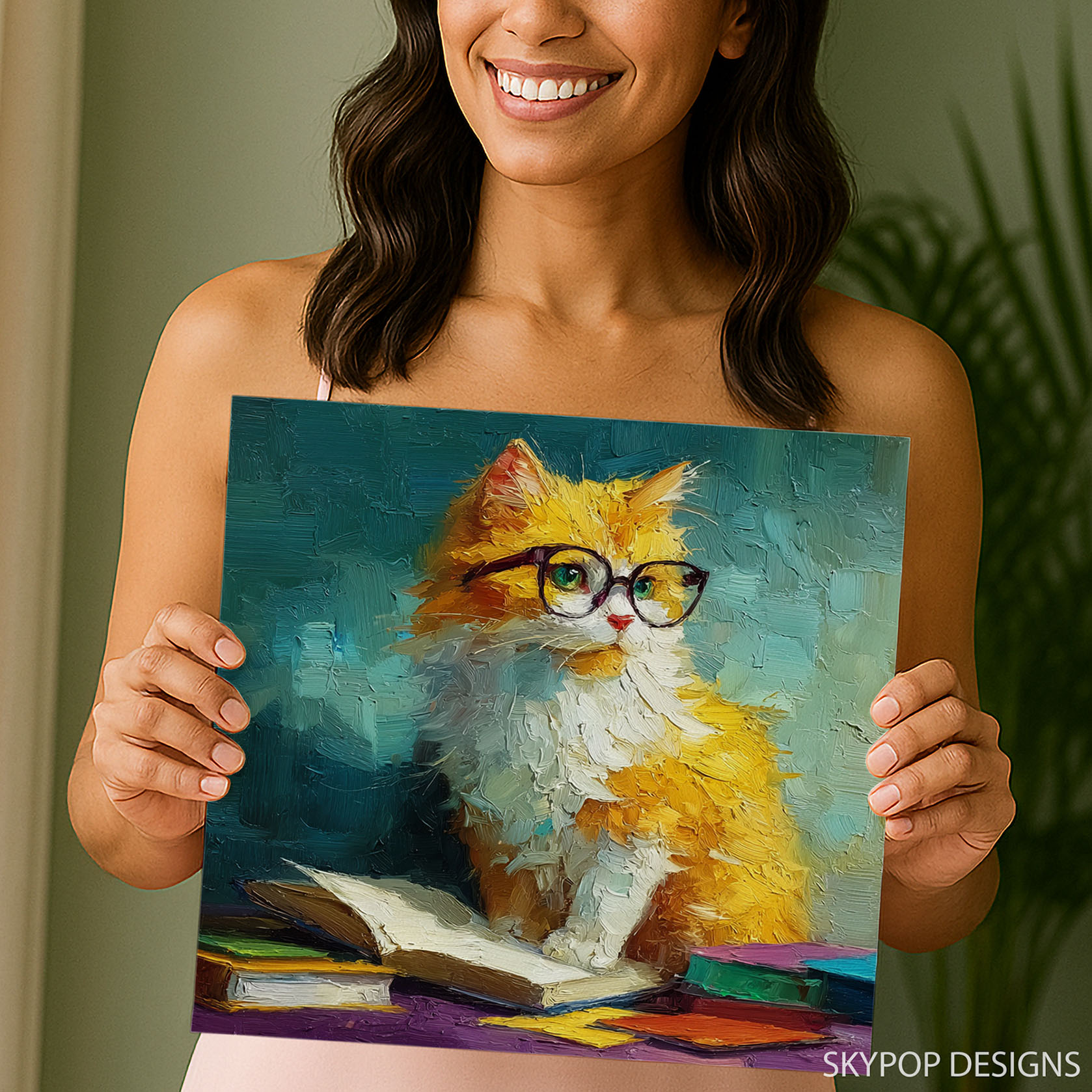 3.jpg Cat Book Reader Art