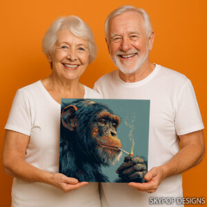 Chimpanzee Smoking Art