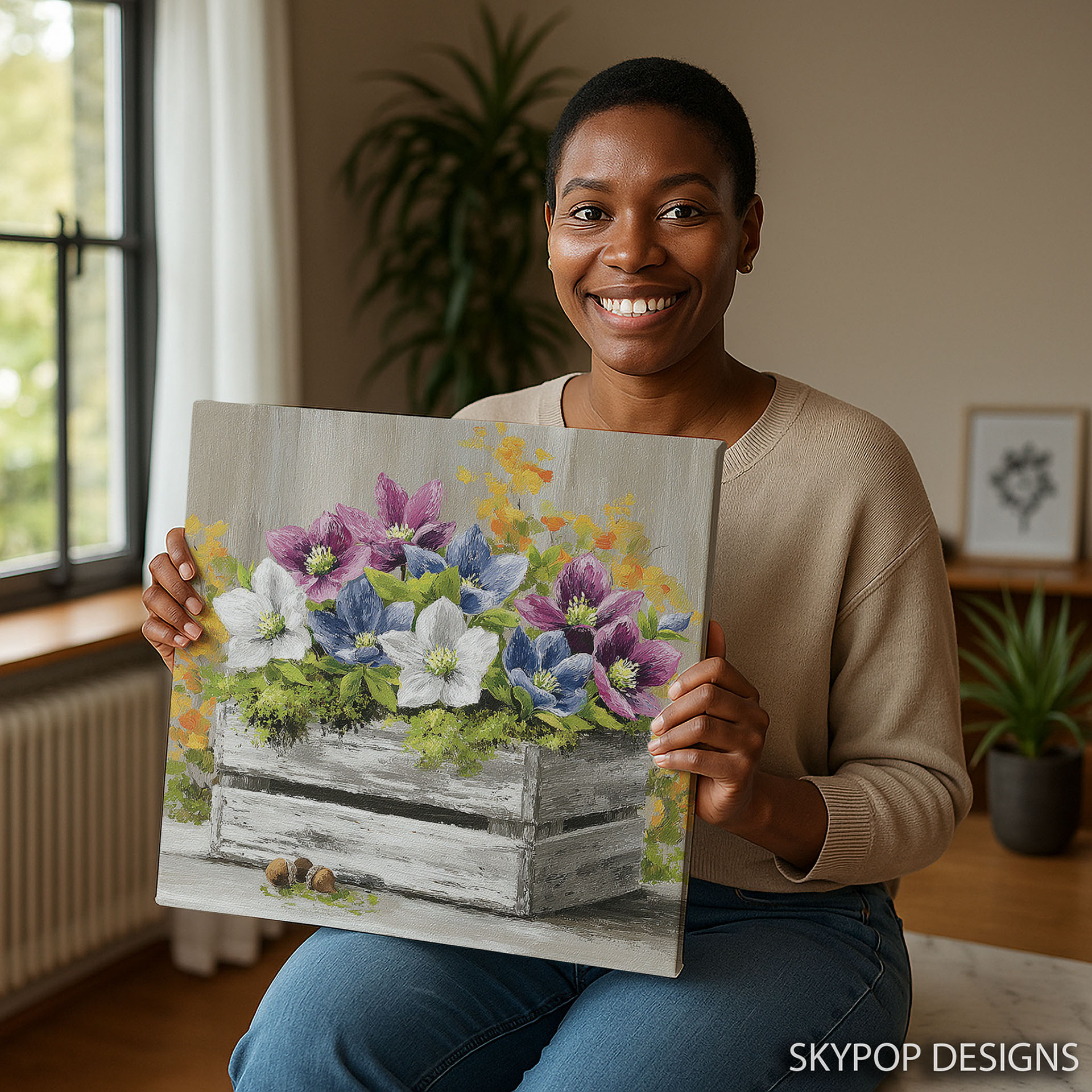 3.jpg Hellebore Flowers Wooden Crate Art