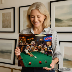 Dogs Playing Pool Art