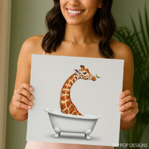 Giraffe Bath Time Art