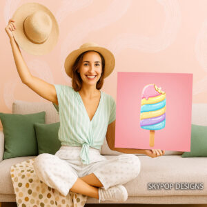 Rainbow Swirl Ice Cream Art