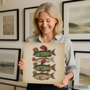 Fish with Rooster Heads Art