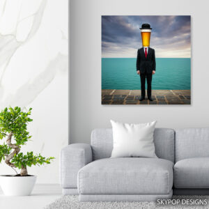 Man with Beer Head Art