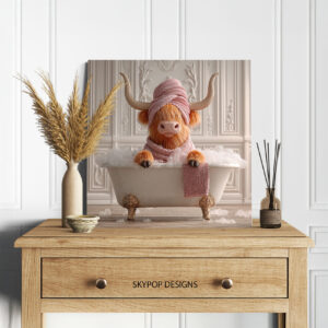 Highland Cow Spa Day Art