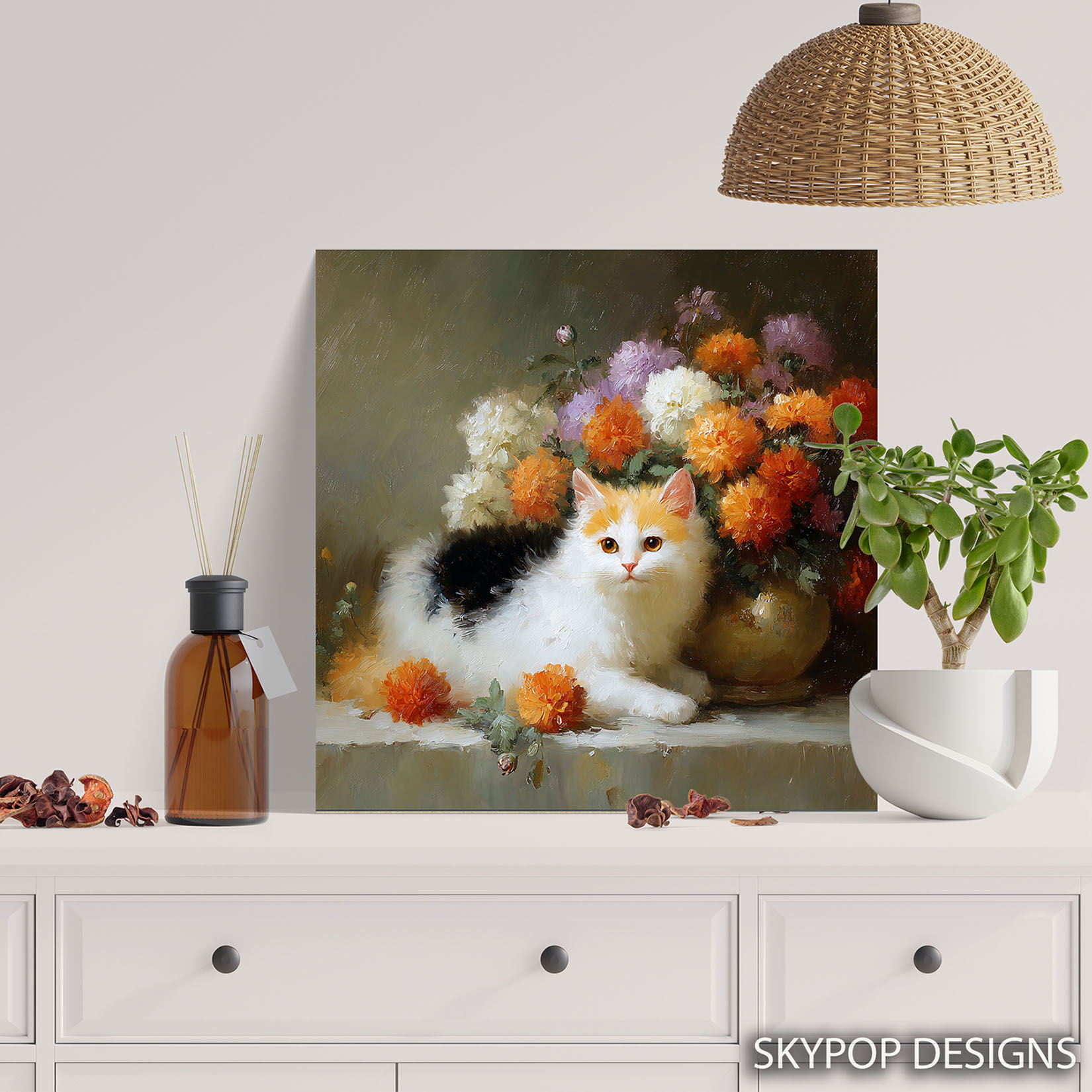 5.jpg Cat Chrysanthemum Art
