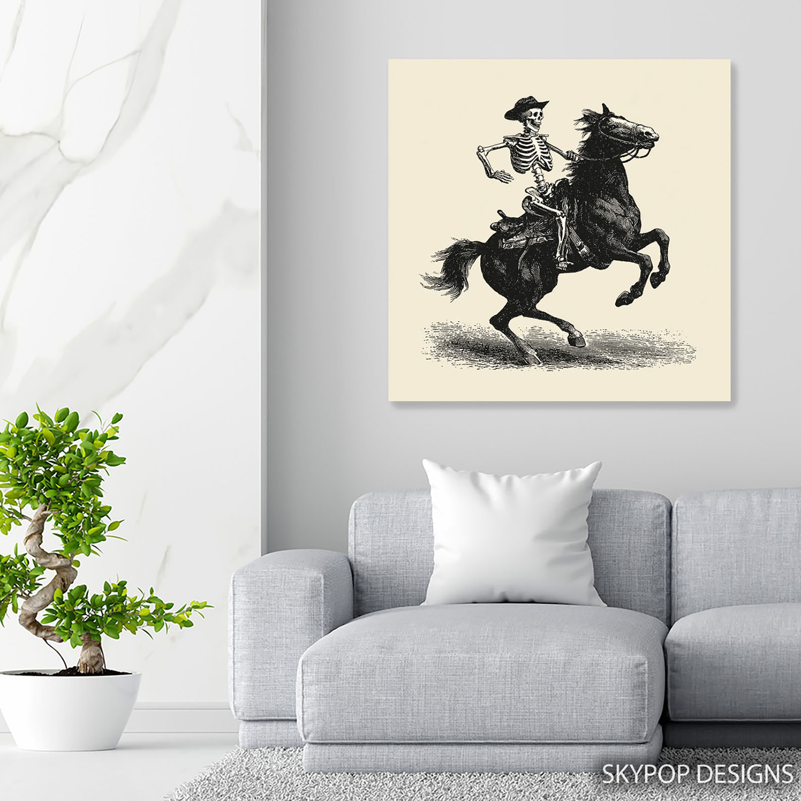 5.jpg Skeleton Cowboy Horse Art