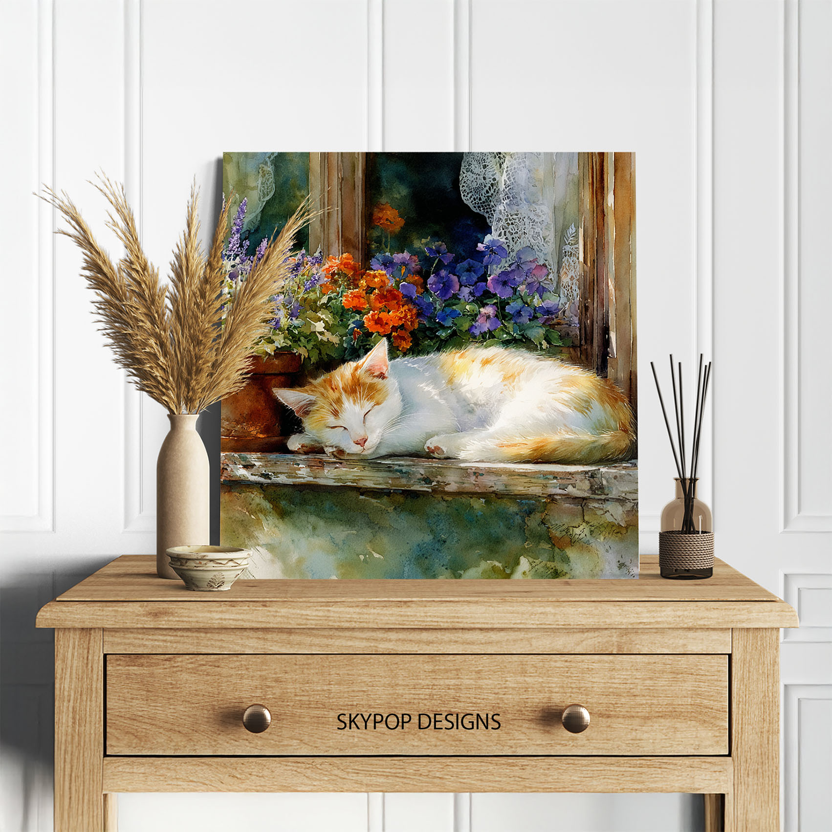 5.jpg Cat Among Flowers Art