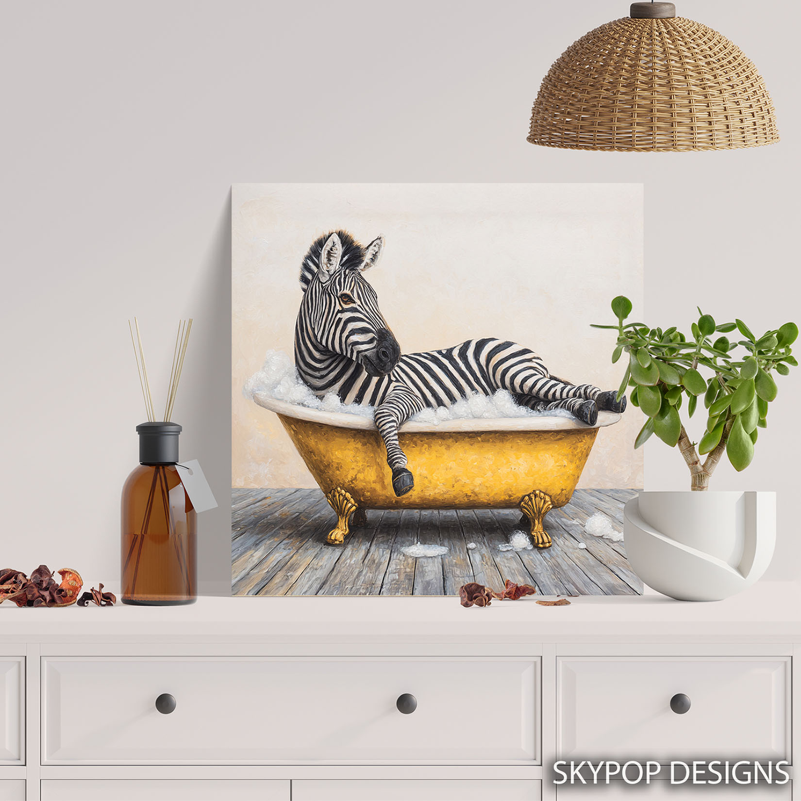 5.jpg Zebra Bath Time Art