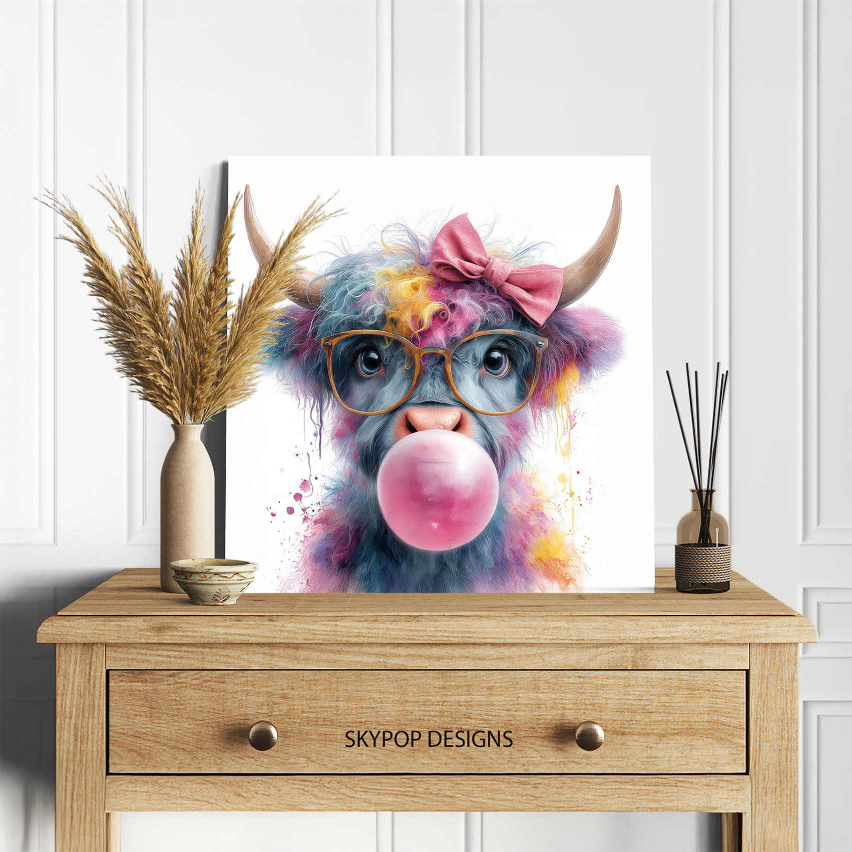 5.jpg Highland Cow Bubblegum Art