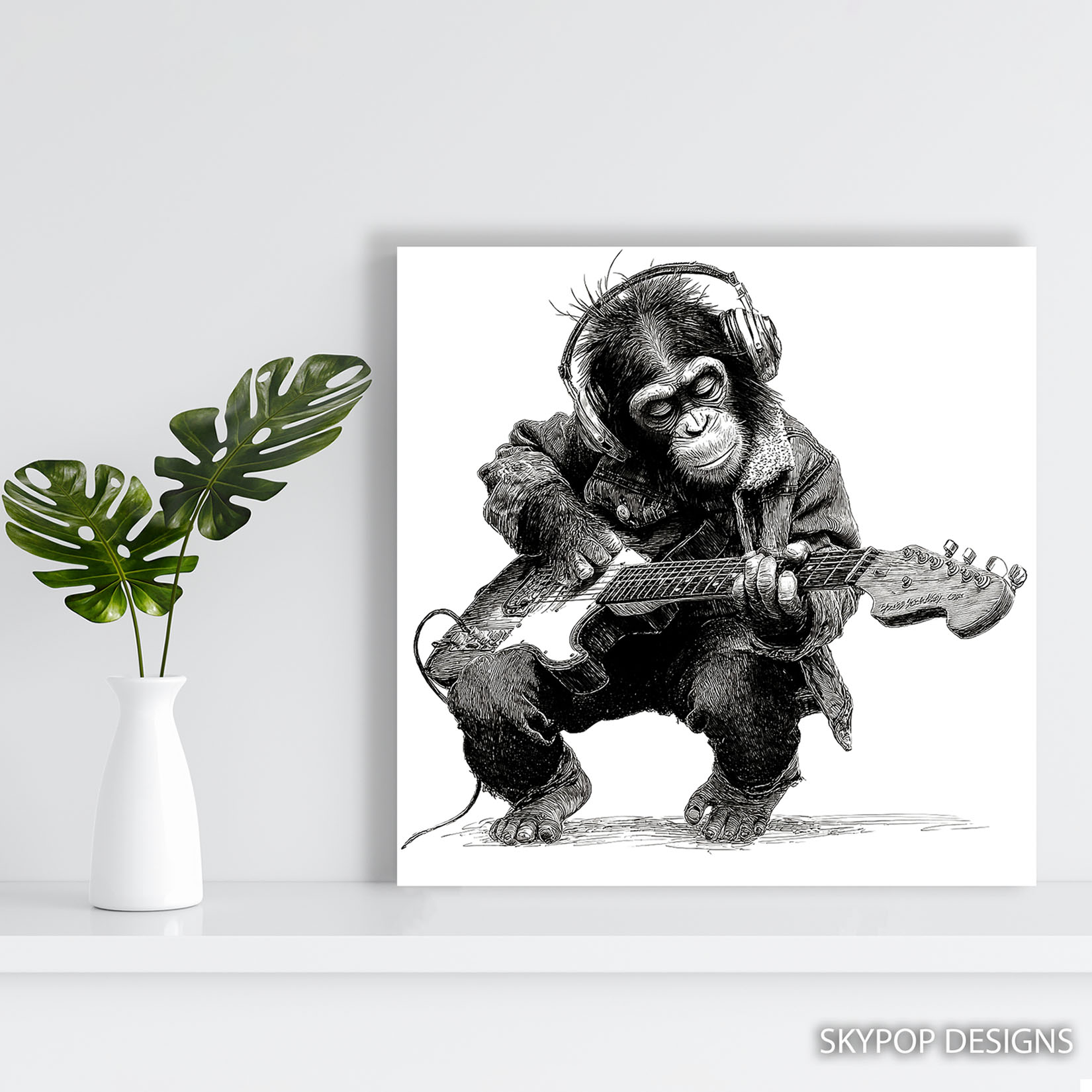 5.jpg Chimpanzee Rock Star Guitar Art