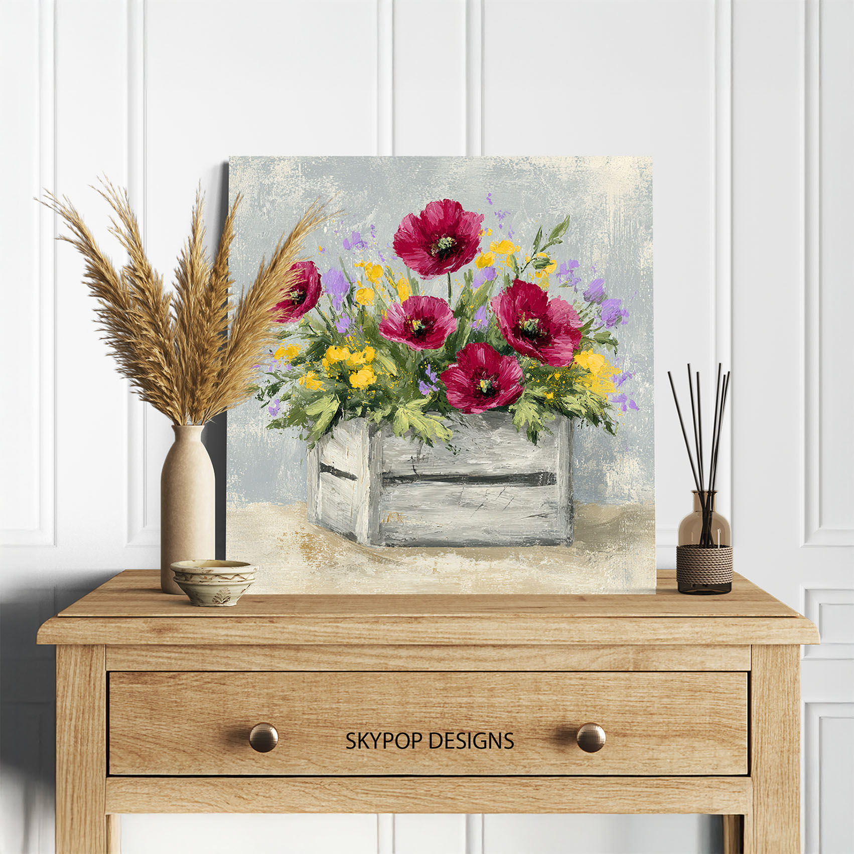 5.jpg Poppy Floral Crate Art