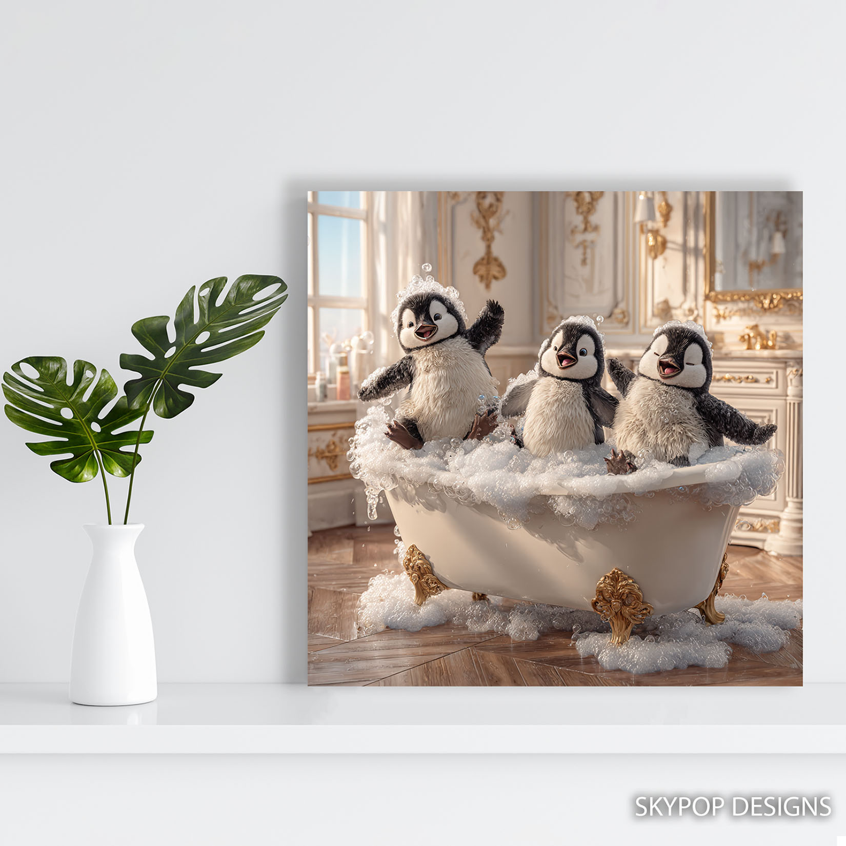 5.jpg Penguin Bubble Bath Art