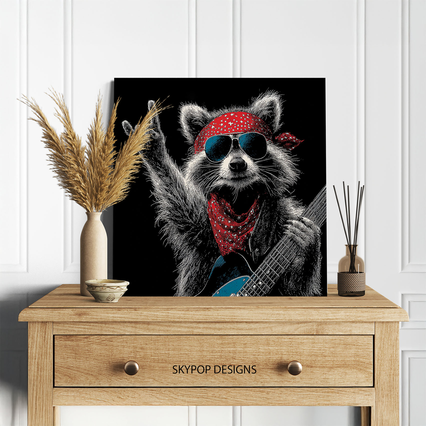 5.jpg Raccoon Guitarist Art