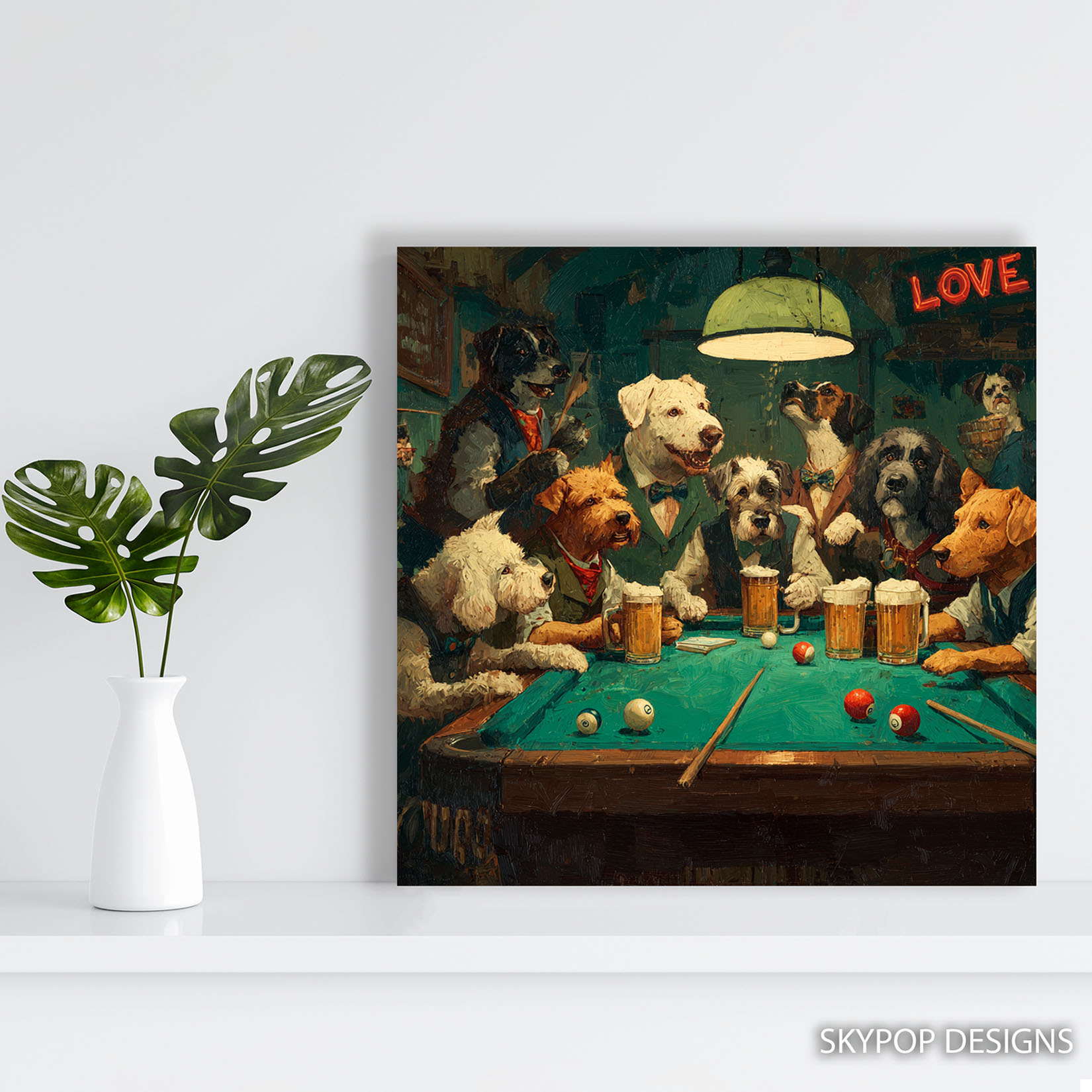 5.jpg Dog Playing Pool Art