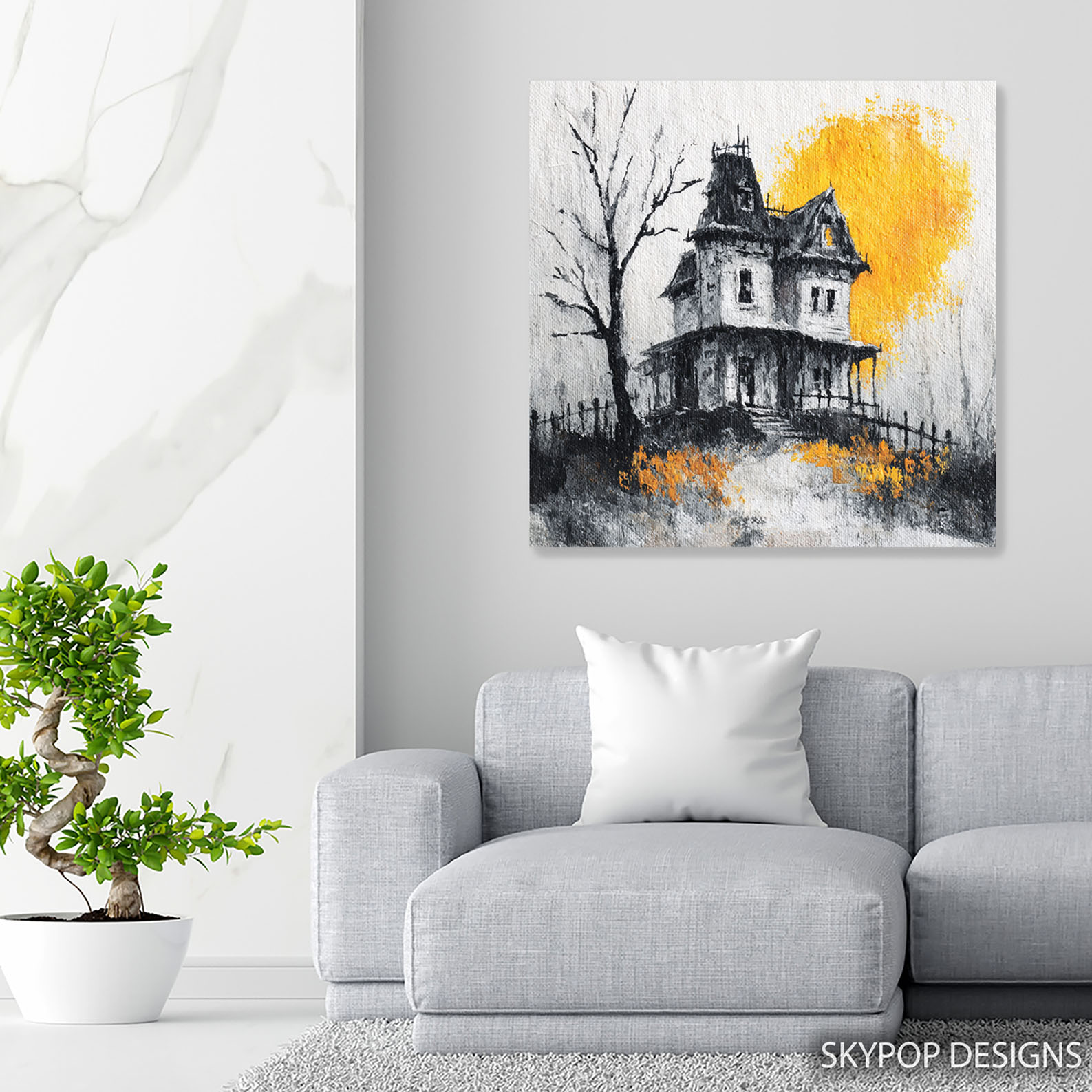 5.jpg Haunted House Moonscape Art