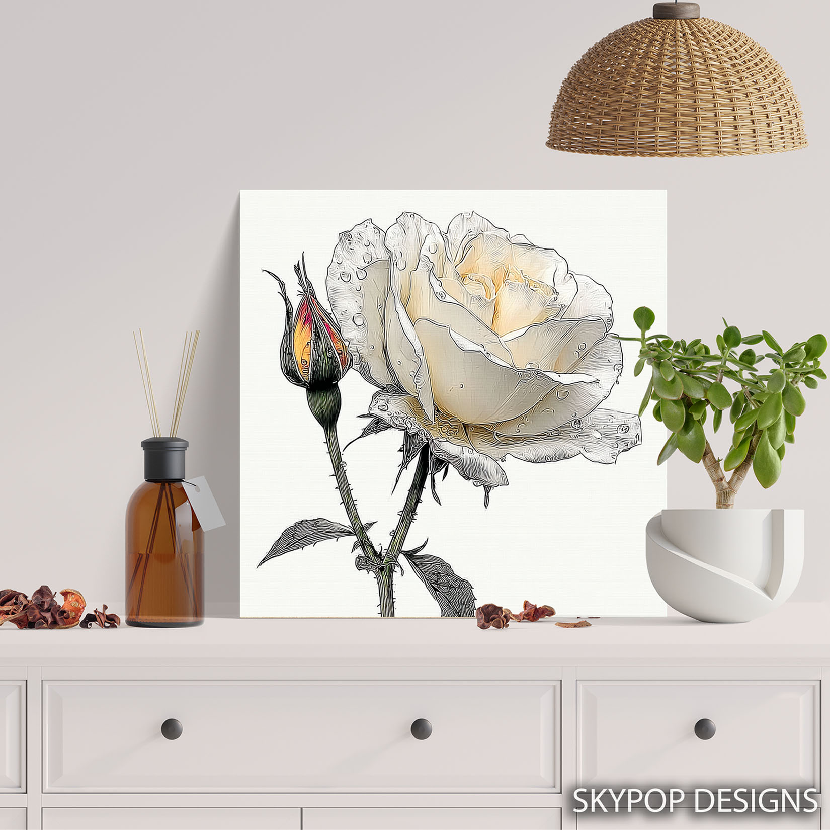 5.jpg White Rose Dewdrops Art