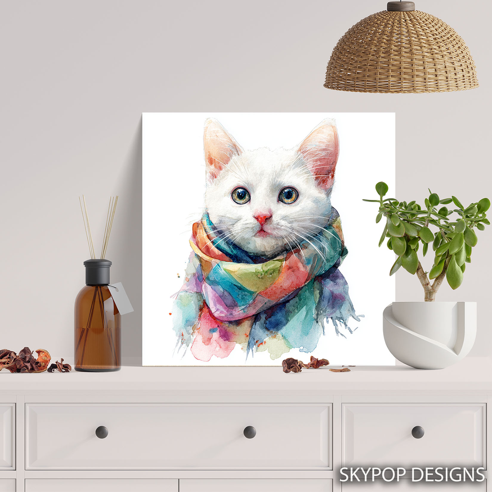 5.jpg Cat Scarf Watercolor Art