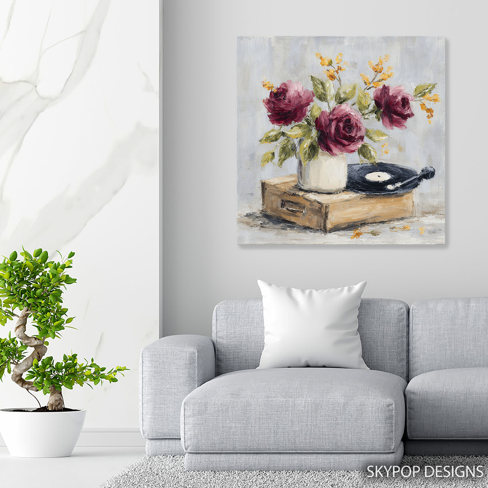 5.jpg Roses Record Player Art