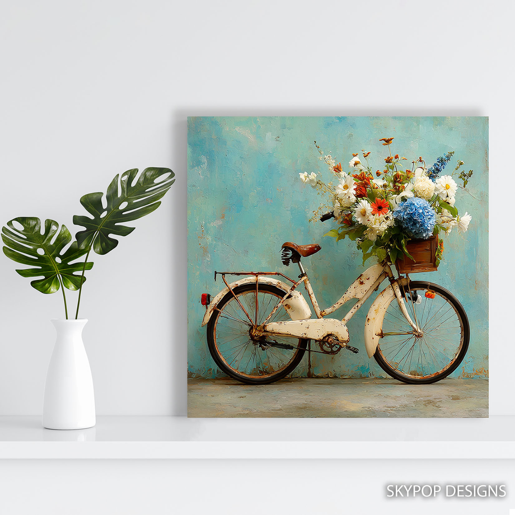 5.jpg Vintage Bicycle Floral Bouquet Art