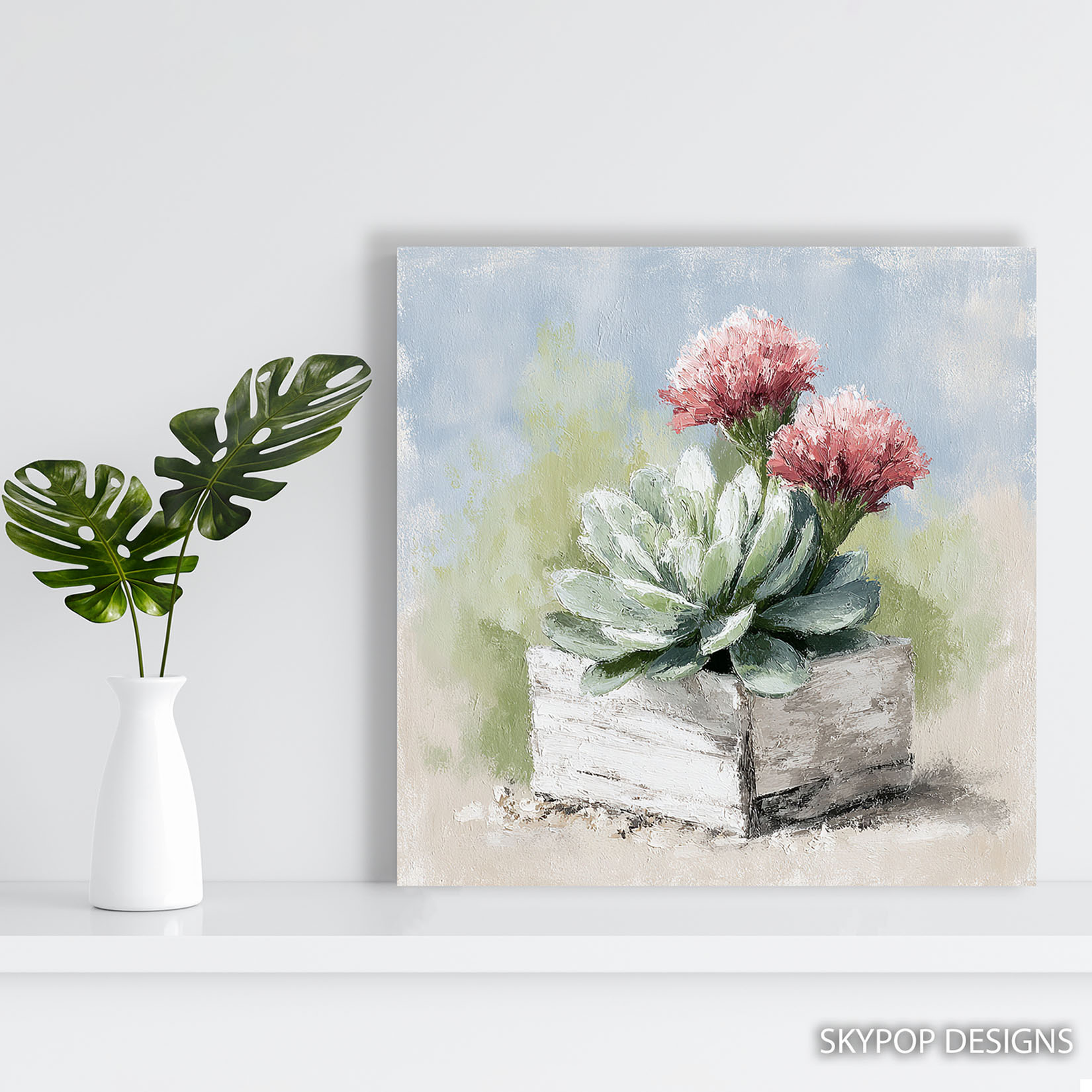 5.jpg Succulent and Pink Flower Pot Art