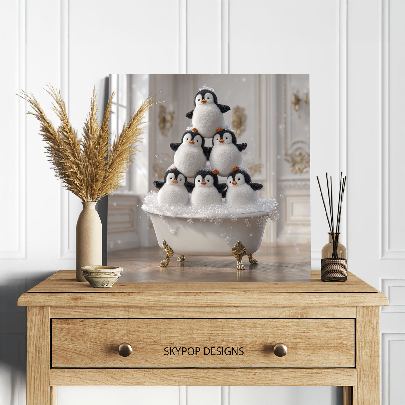 5.jpg Penguin Bubble Bath Art