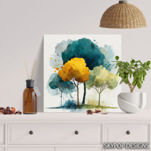 Golden Autumn Trees Art