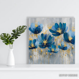 Blue Floral Gold Art
