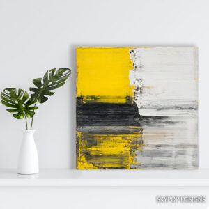 Geometric Yellow Black Abstract Art