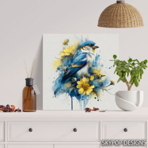 Bluebird and Golden Bloom Art