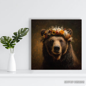 Bear with Flower Crown Art