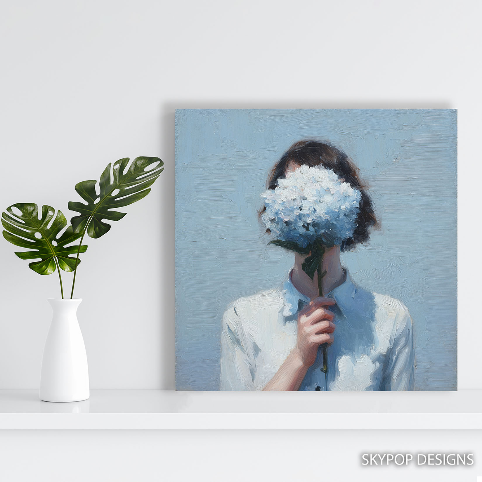 5.jpg Woman Holding Hydrangea Art