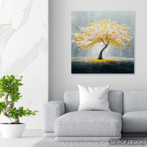 Golden Blossom Tree Art