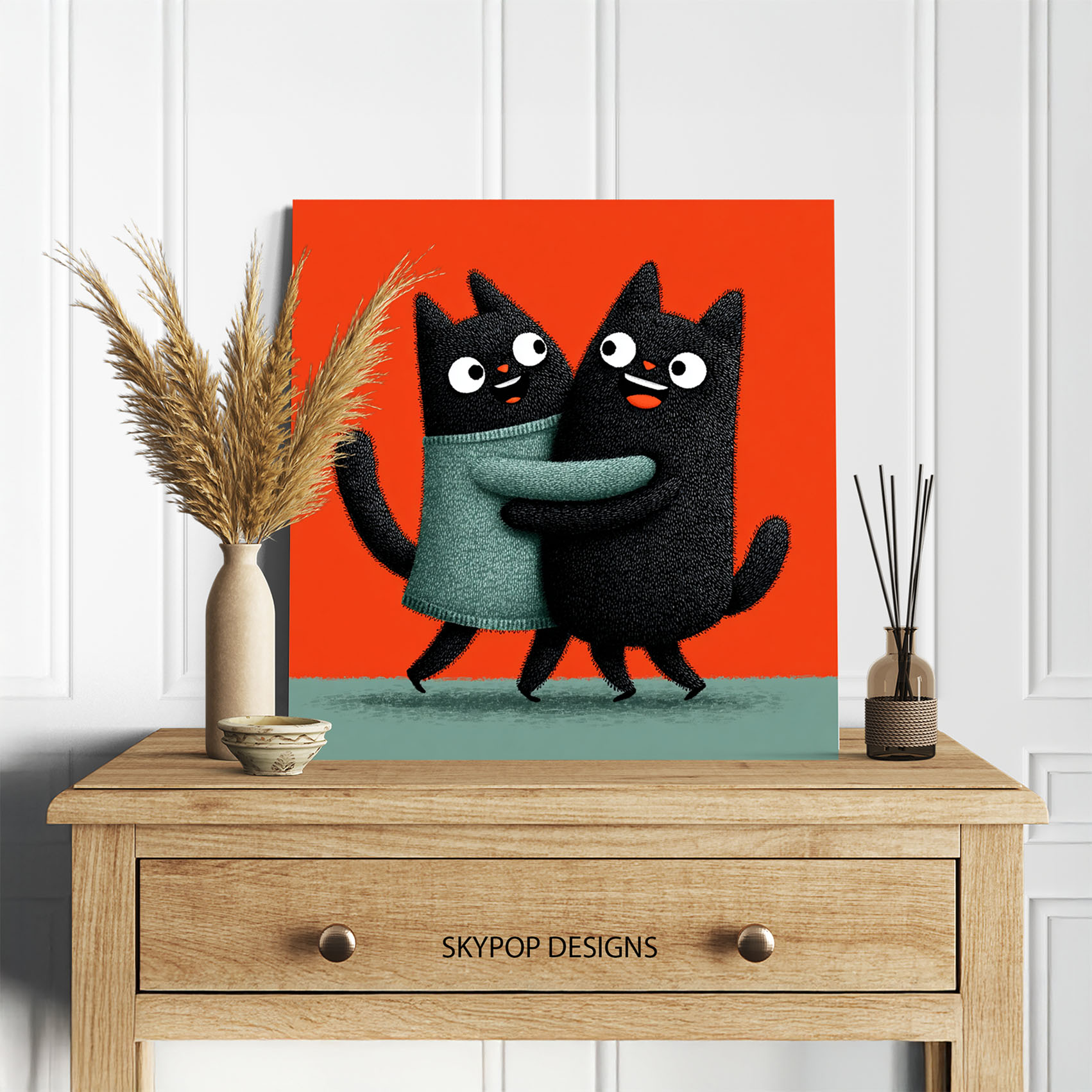 5.jpg Hugging Black Cats Art