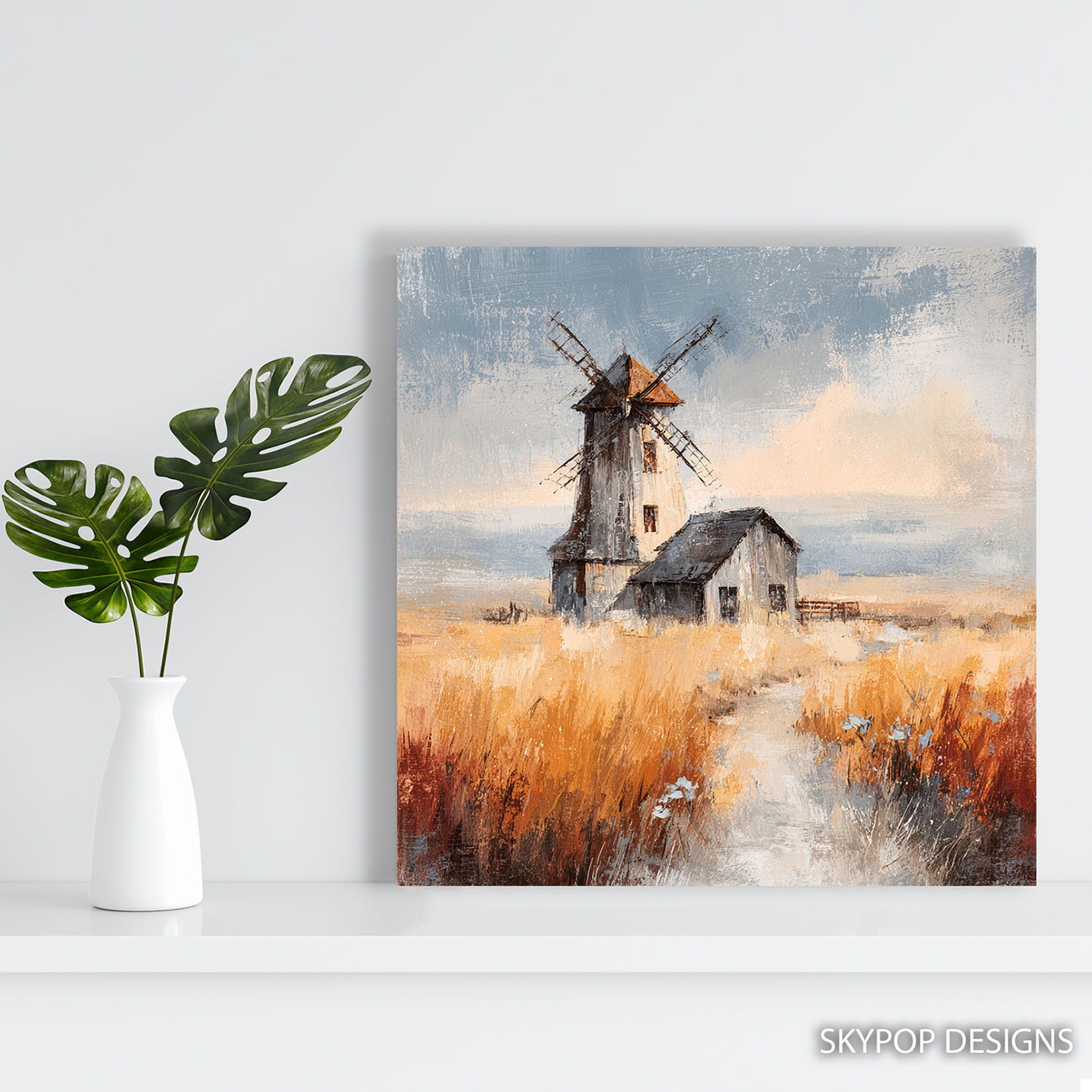 5.jpg Rustic Windmill Landscape Art