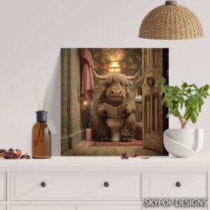 Highland Cow Reading News Art