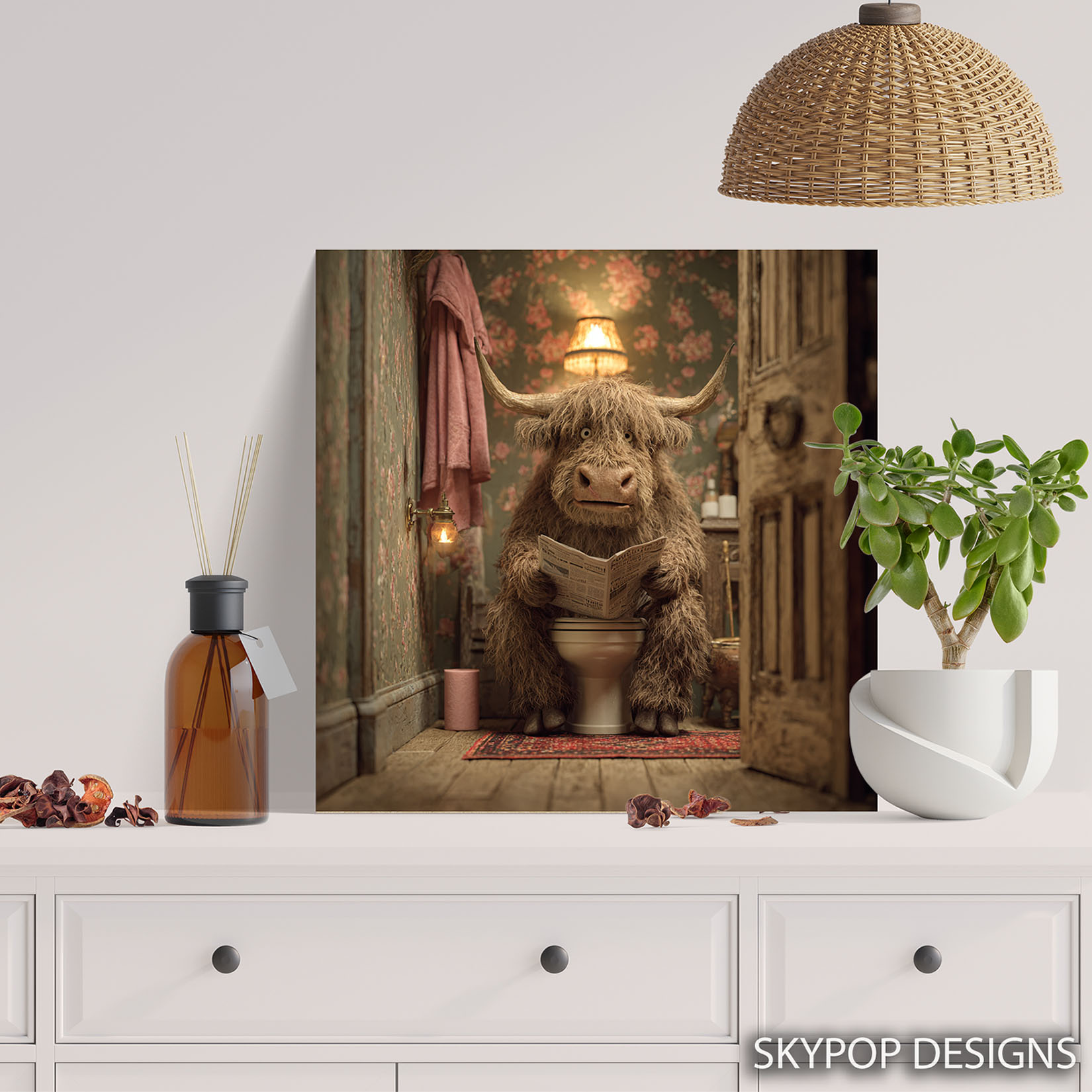 5.jpg Highland Cow Reading News Art