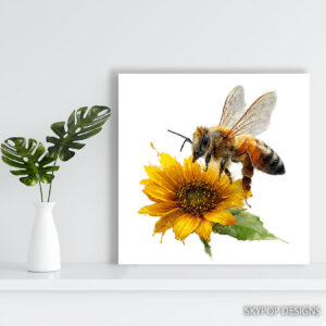 Bee Sunflower Art