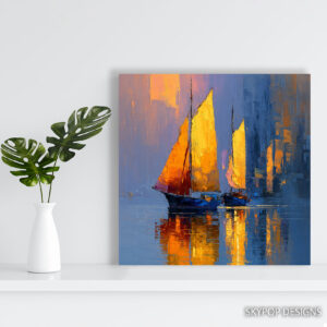 Golden Sails Sunset Art