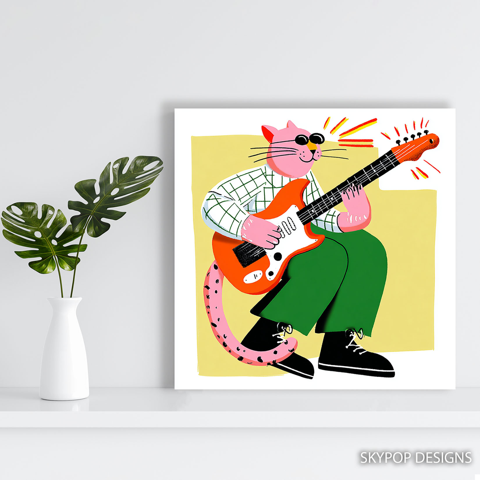 5.jpg Cat Guitarist Art