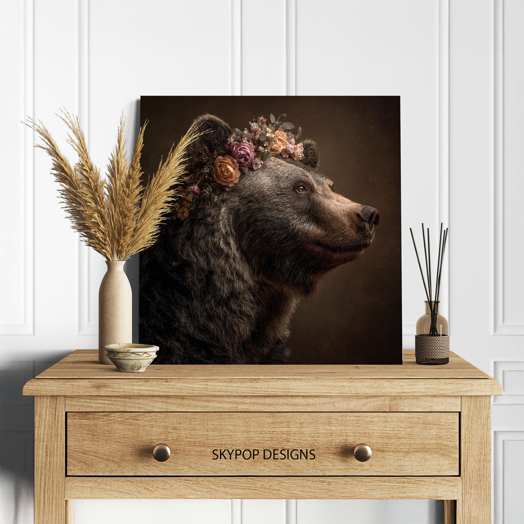 5.jpg Bear with Flowers Crown Art