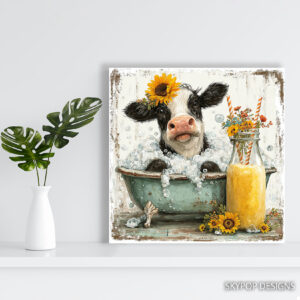 Highland Cow Sunflower Art