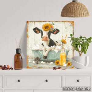 Highland Cow Bath Time Art