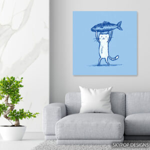 Cat With Fish Art