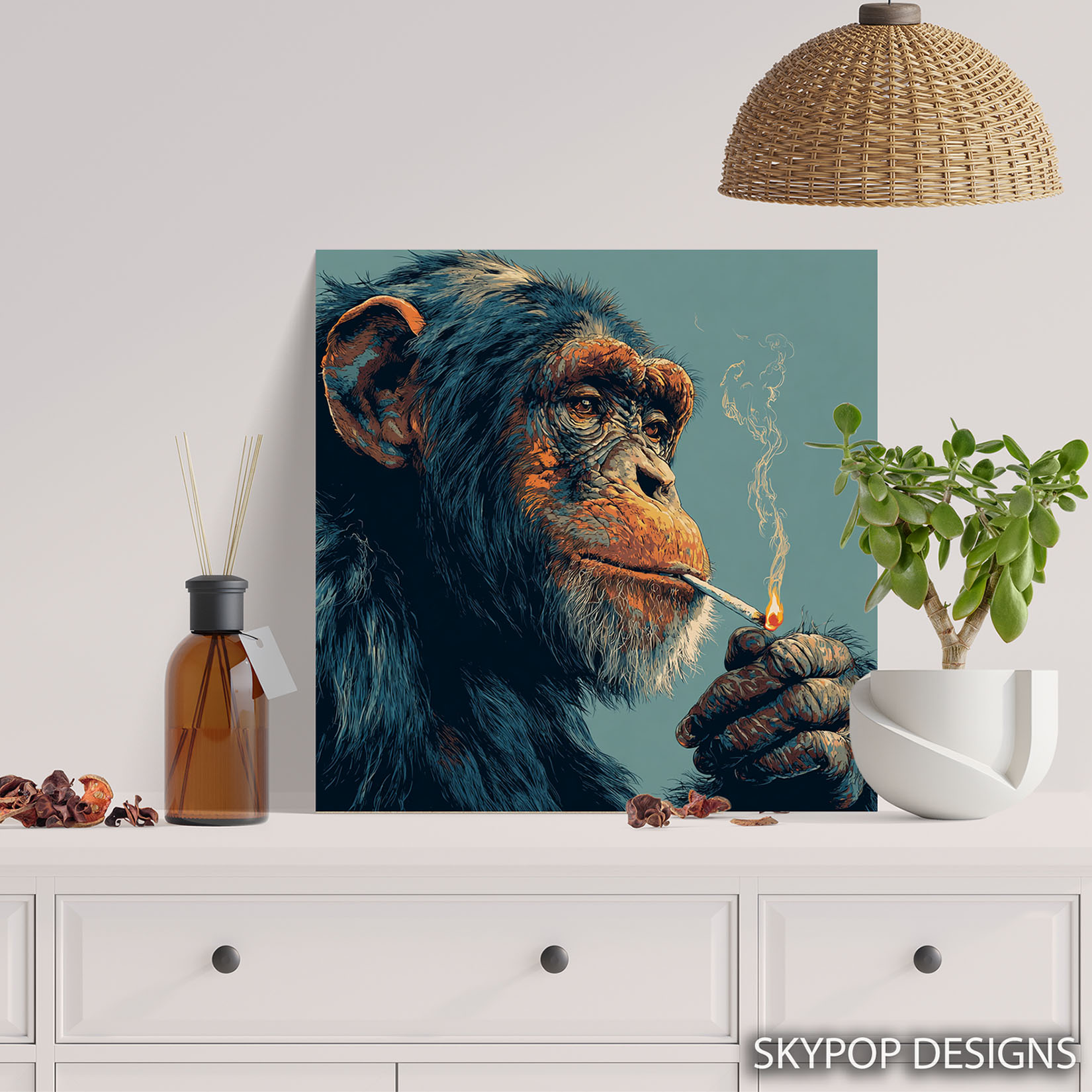 5.jpg Chimpanzee Smoking Art