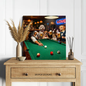 Dogs Playing Pool Art