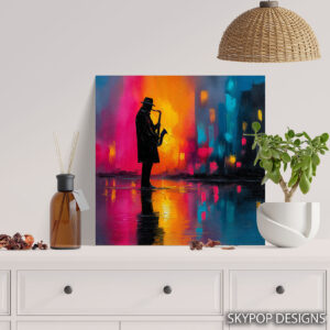 Saxophone Serenade Cityscape Art