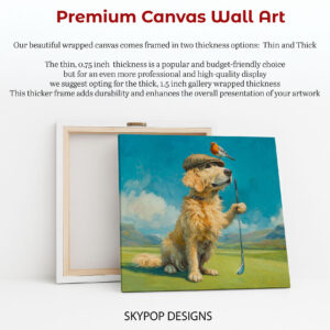 Golden Retriever Robin Golf Art